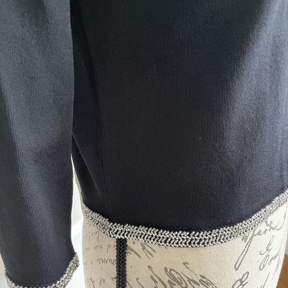 Black 3/4 knit jacket with silver sequins around neck, bottom and sleeves - Picture 3 of 6